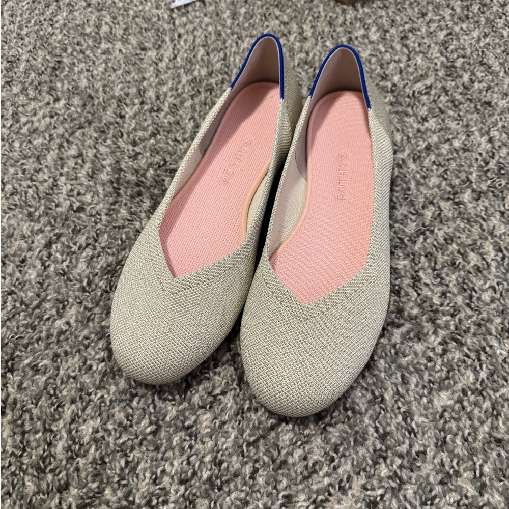 Rothy's light gold metallic Flats with Rounded Toe